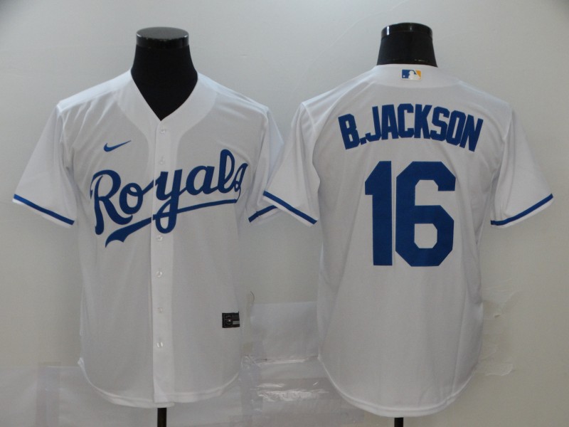 Men Kansas City Royals 16 B.Jackson White Nike Game MLB Jerseys